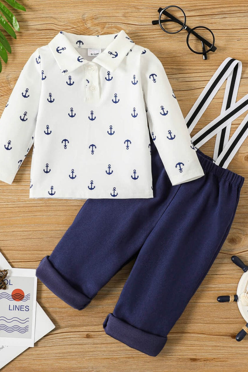 Costum pentru bebe baiat, pantaloni si camasa