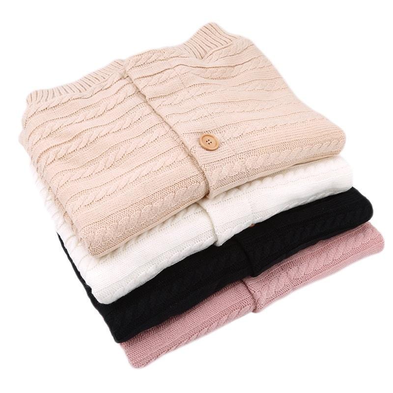 Patura carucior din bumbac tricotat si cocolino pufos