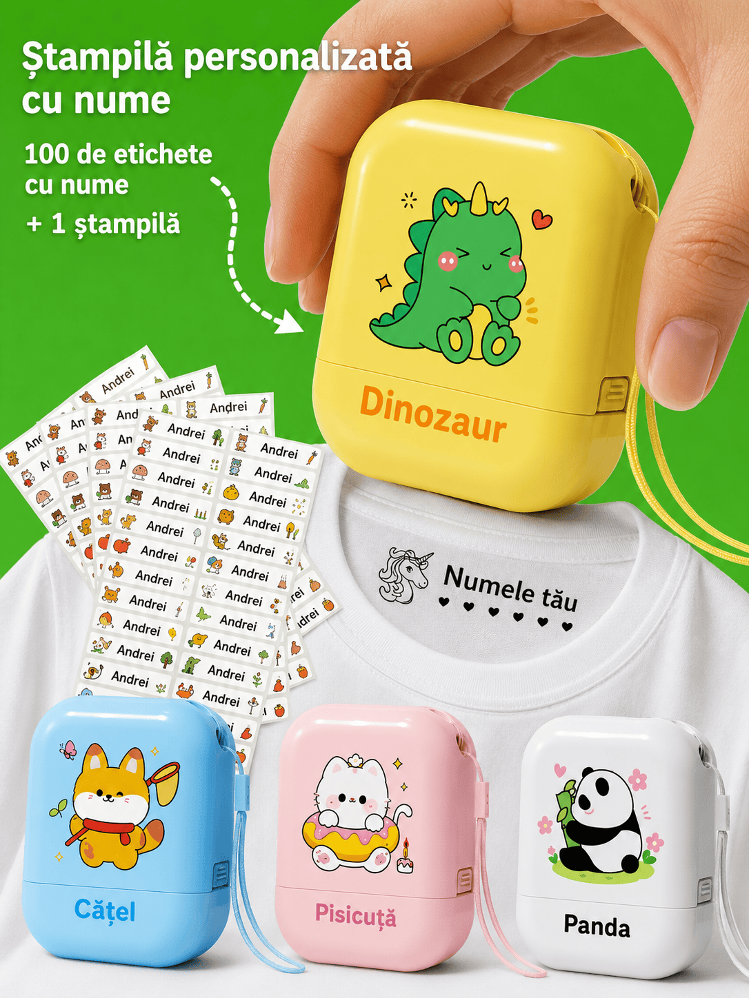 Stampila personalizată cu nume pentru haine, impermeabilă