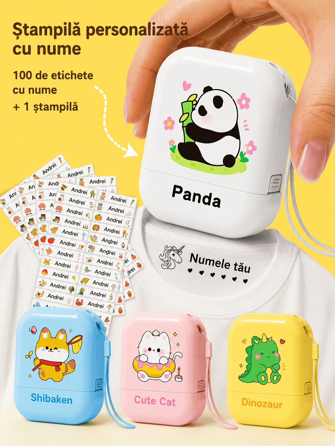 Stampila personalizată cu nume pentru haine, impermeabilă