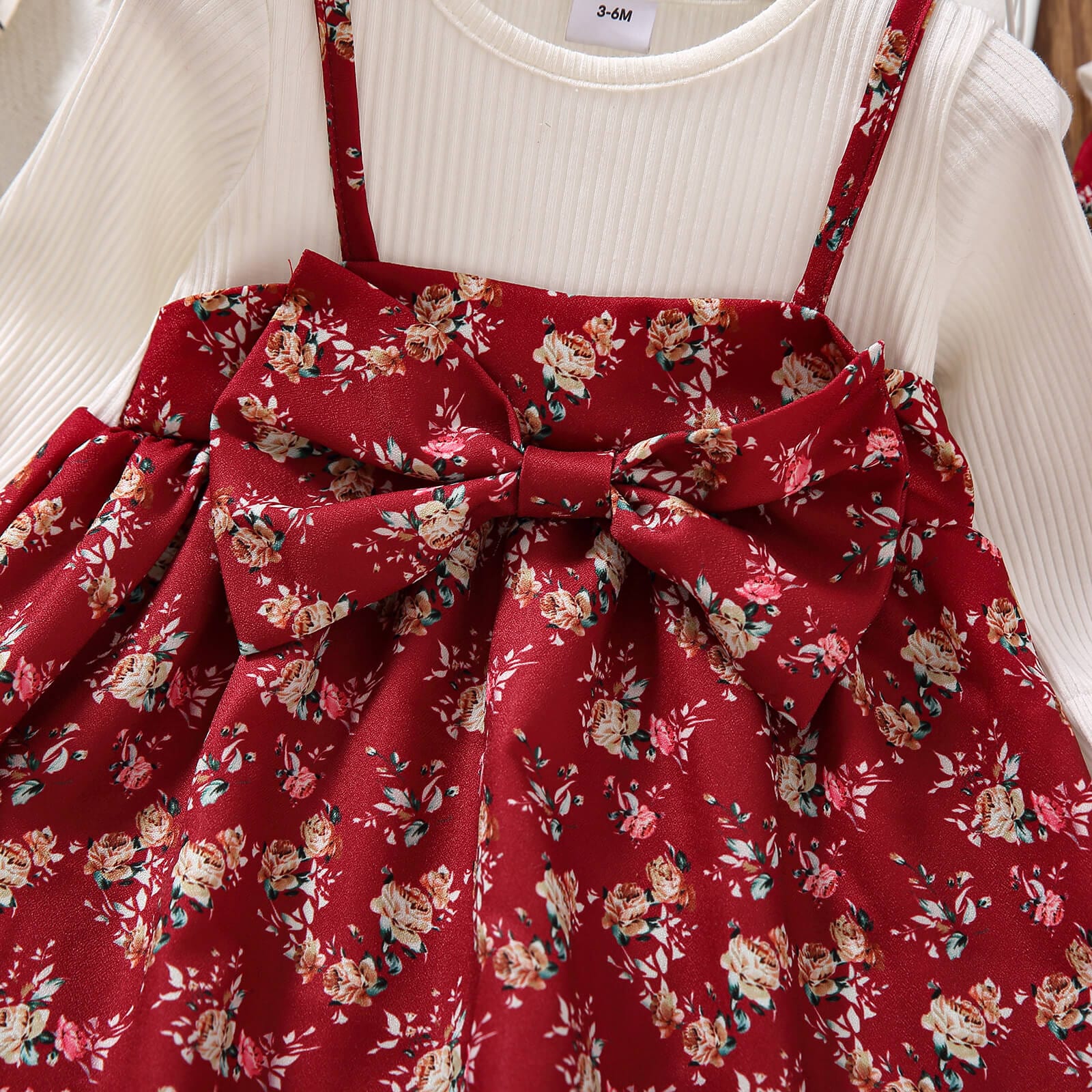 Rochita din bumbac FLORAL-ROSU