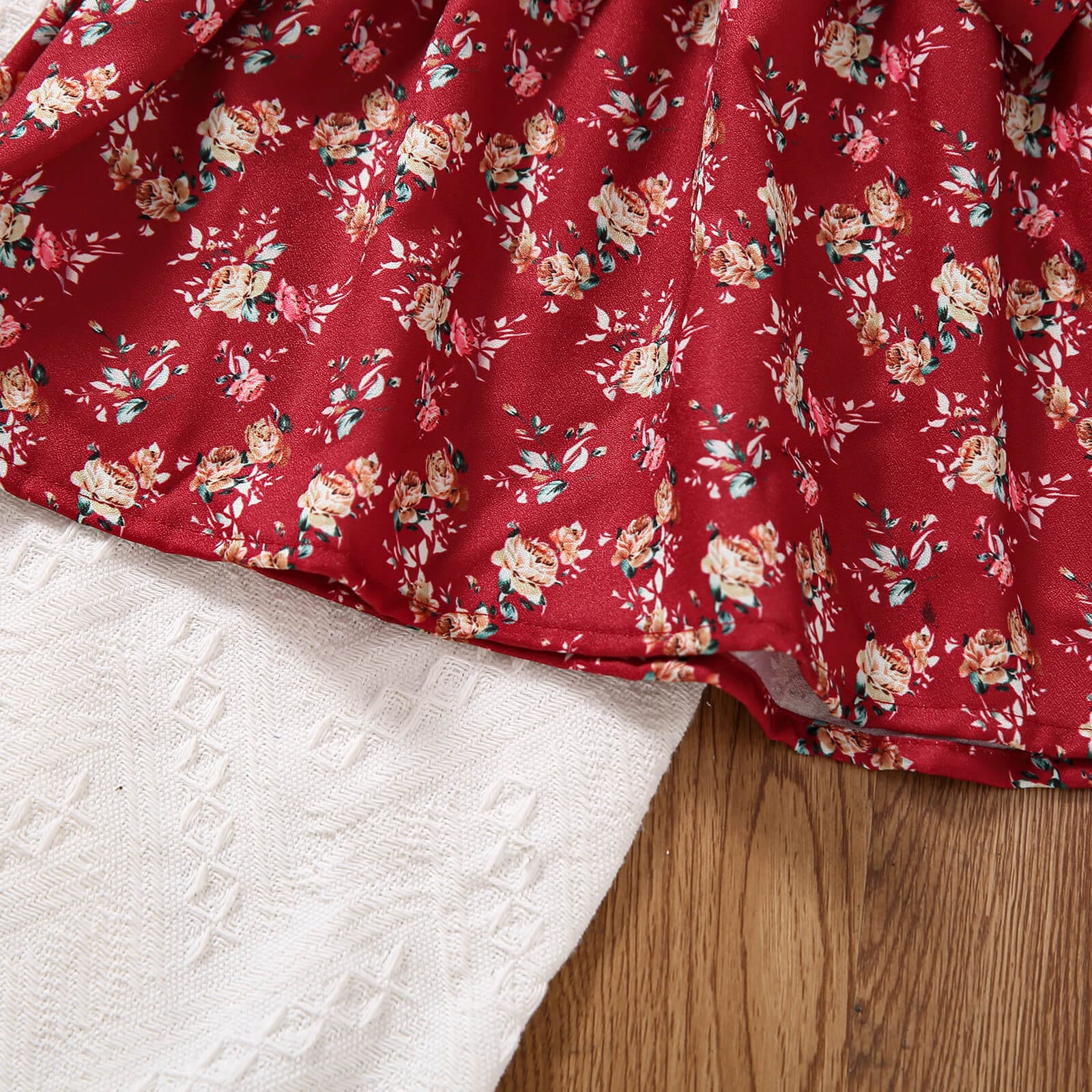 Rochita din bumbac FLORAL-ROSU