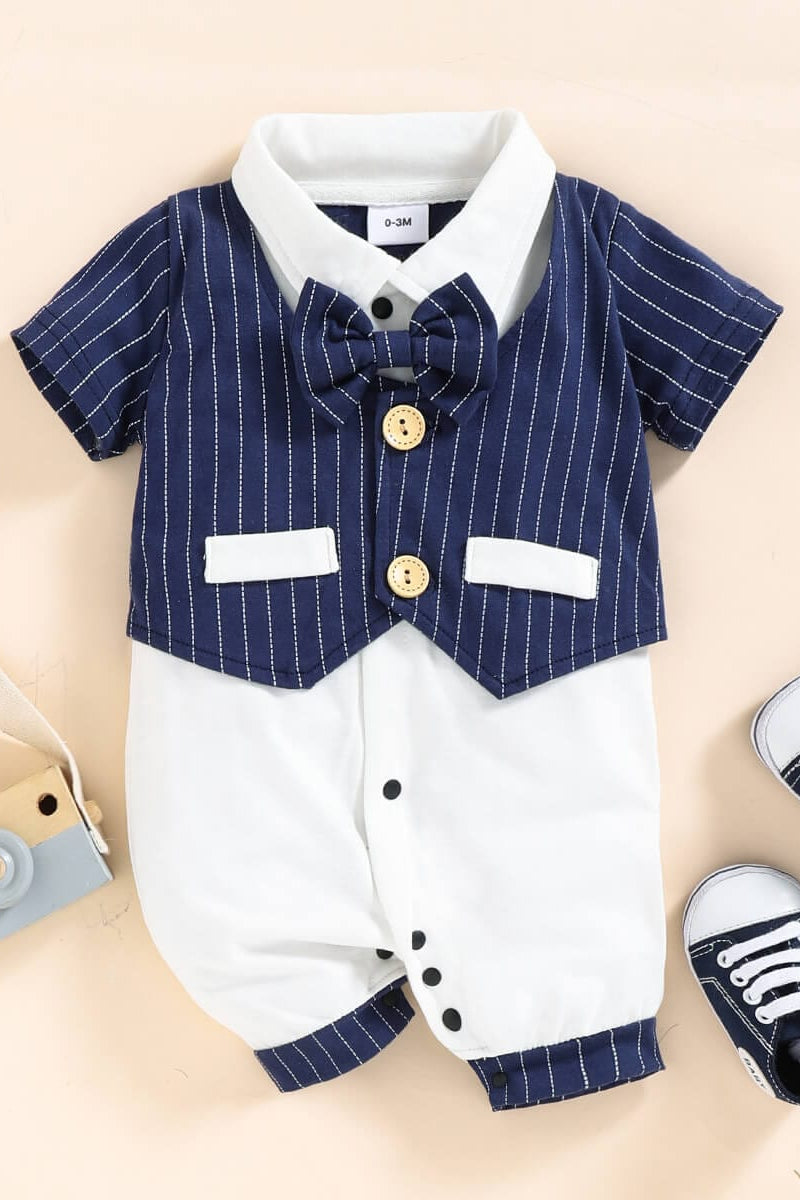 Costumas elegant cu maneca scurta pentru bebe GENTLE-BLUE-BOY
