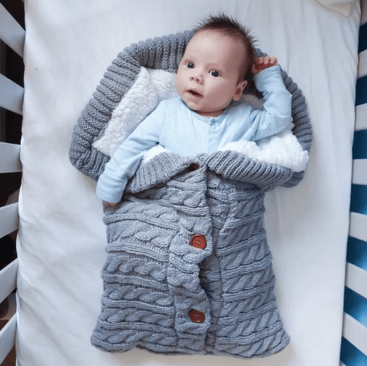 Paturica bebe, patura carucior din bumbac tricotat si cocolino pufos