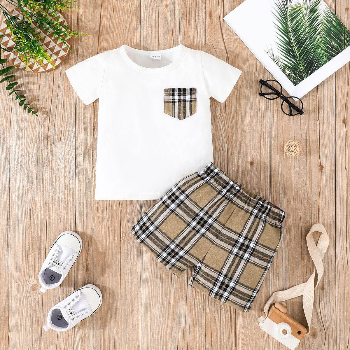 Compleu bebe in carouri 95% bumbac