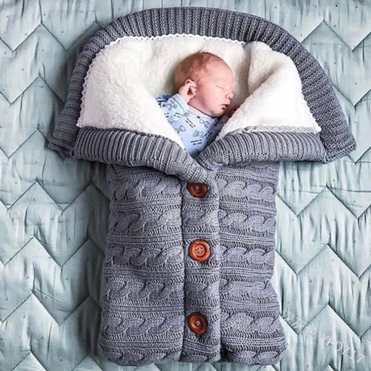 Paturica bebe, patura carucior din bumbac tricotat si cocolino pufos