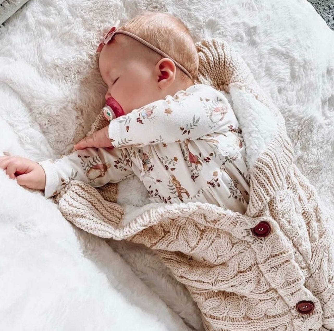 Paturica bebe, patura carucior din bumbac tricotat si cocolino pufos