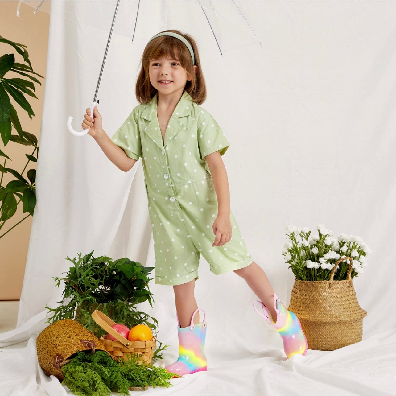 Salopeta cu maneca scurta pentru fetite