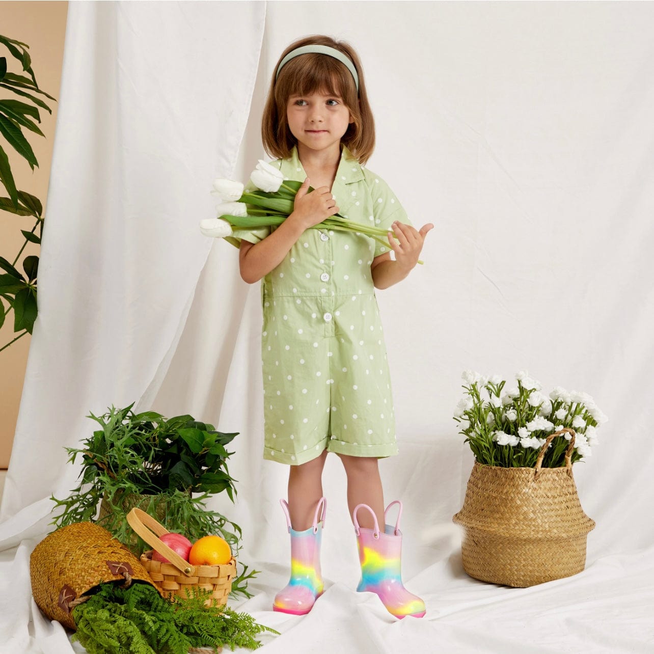 Salopeta cu maneca scurta pentru fetite