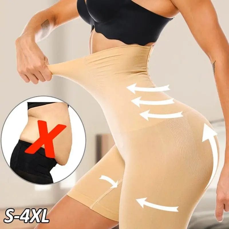 Pantaloni scurti modelatori cu talie inalta pentru controlul burticii si talie subtire