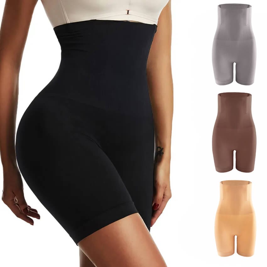Pantaloni scurti modelatori cu talie inalta pentru controlul burticii si talie subtire