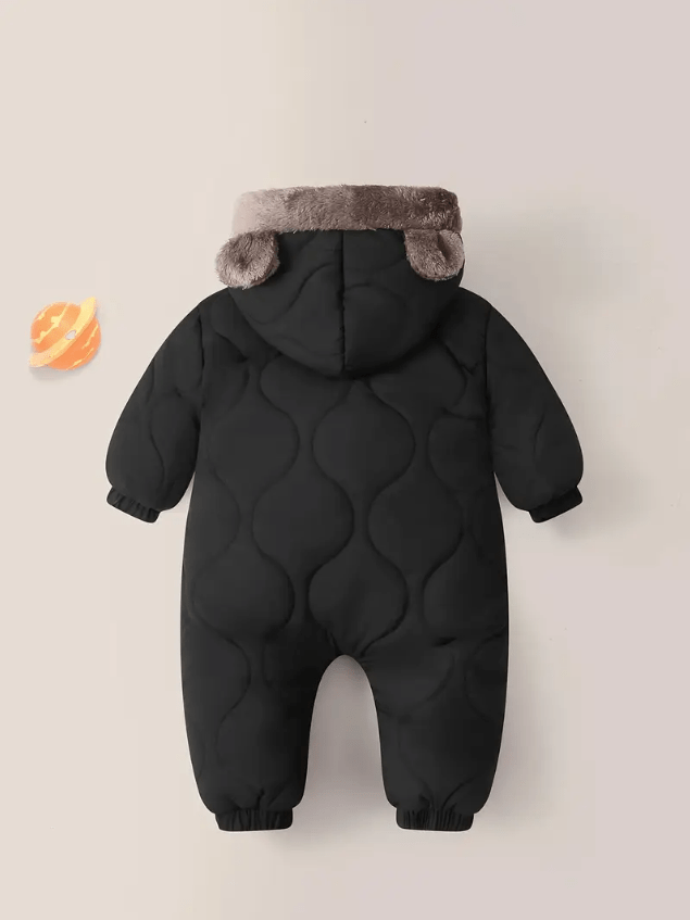 Salopetă unisex de iarnă călduroasă cu glugă, căptușită în polar