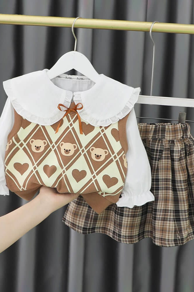 Compleu din 3 piese pentru fete din bumbac LARA