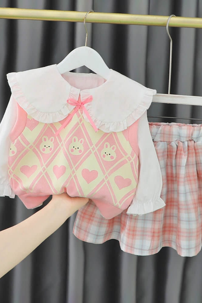 Compleu din 3 piese pentru fete din bumbac LARA