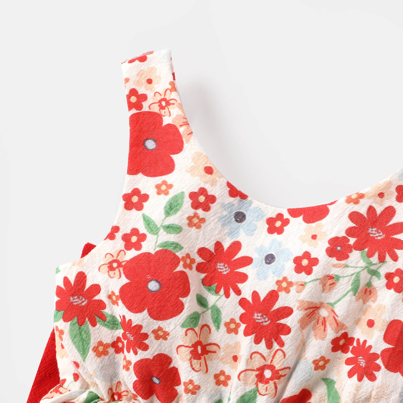 Set rochie si palarie, 100% bumbac, cu imprimeu floral, design cu funda