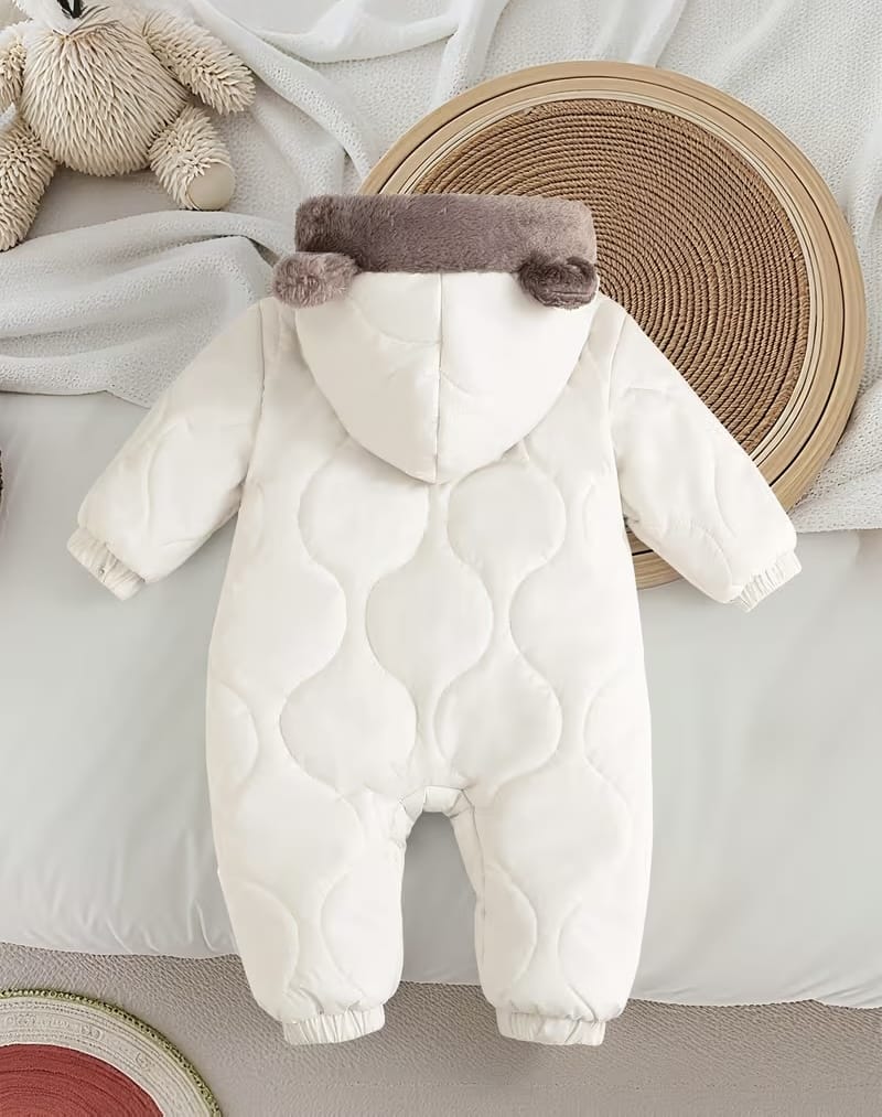 Salopetă unisex de iarnă călduroasă cu glugă, căptușită în polar