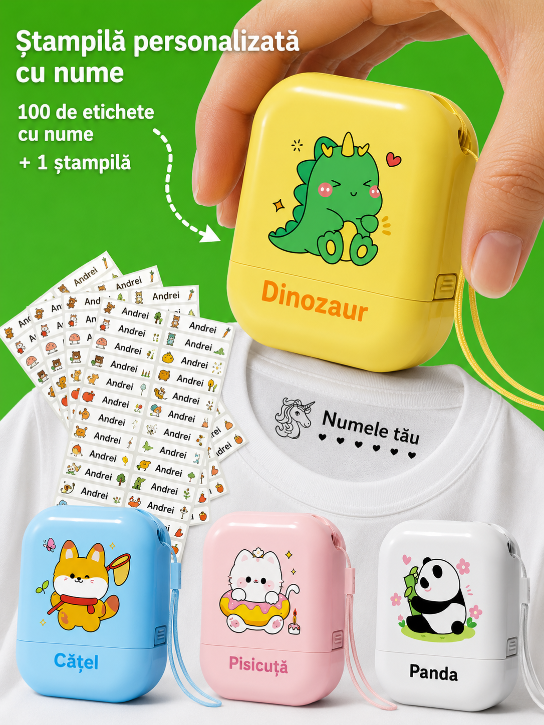 Stampila personalizată cu nume pentru haine, impermeabilă