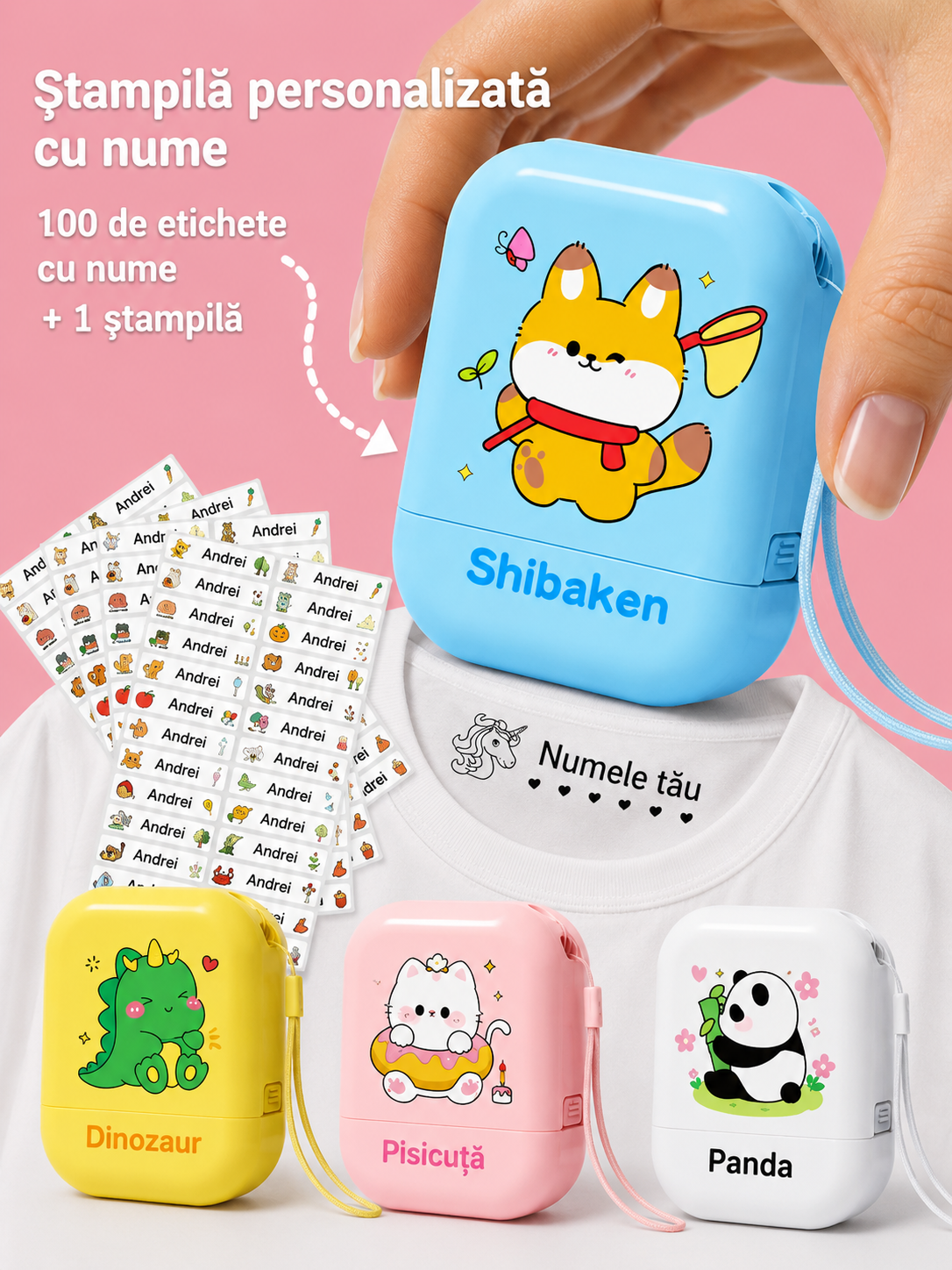 Stampila personalizată cu nume pentru haine, impermeabilă