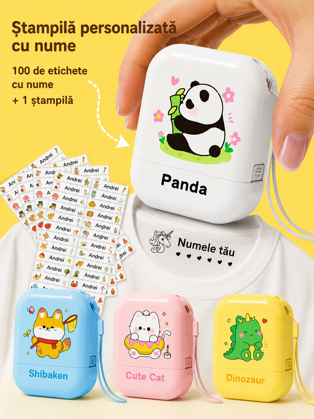 Stampila personalizată cu nume pentru haine, impermeabilă