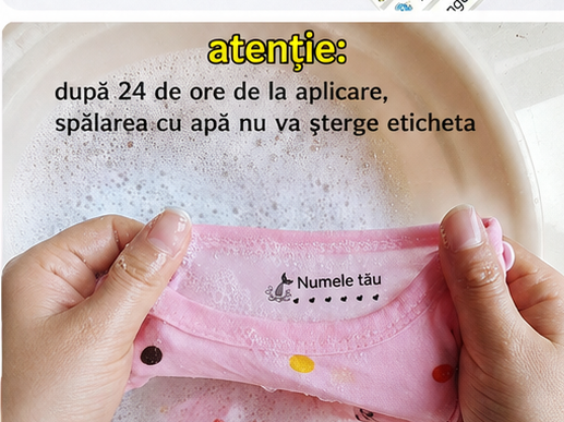 Stampila personalizată cu nume pentru haine, impermeabilă