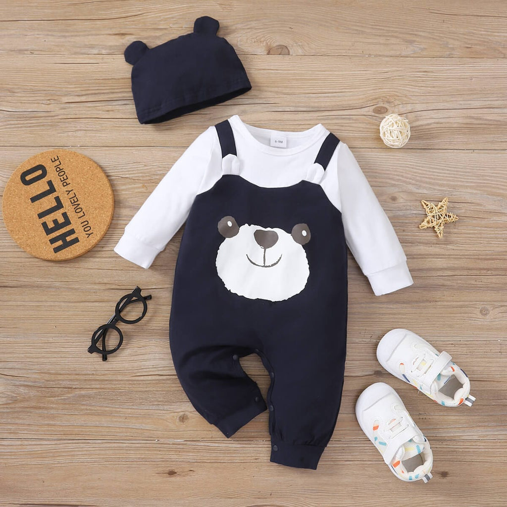 Salopeta bebe cu caciulita PANDA