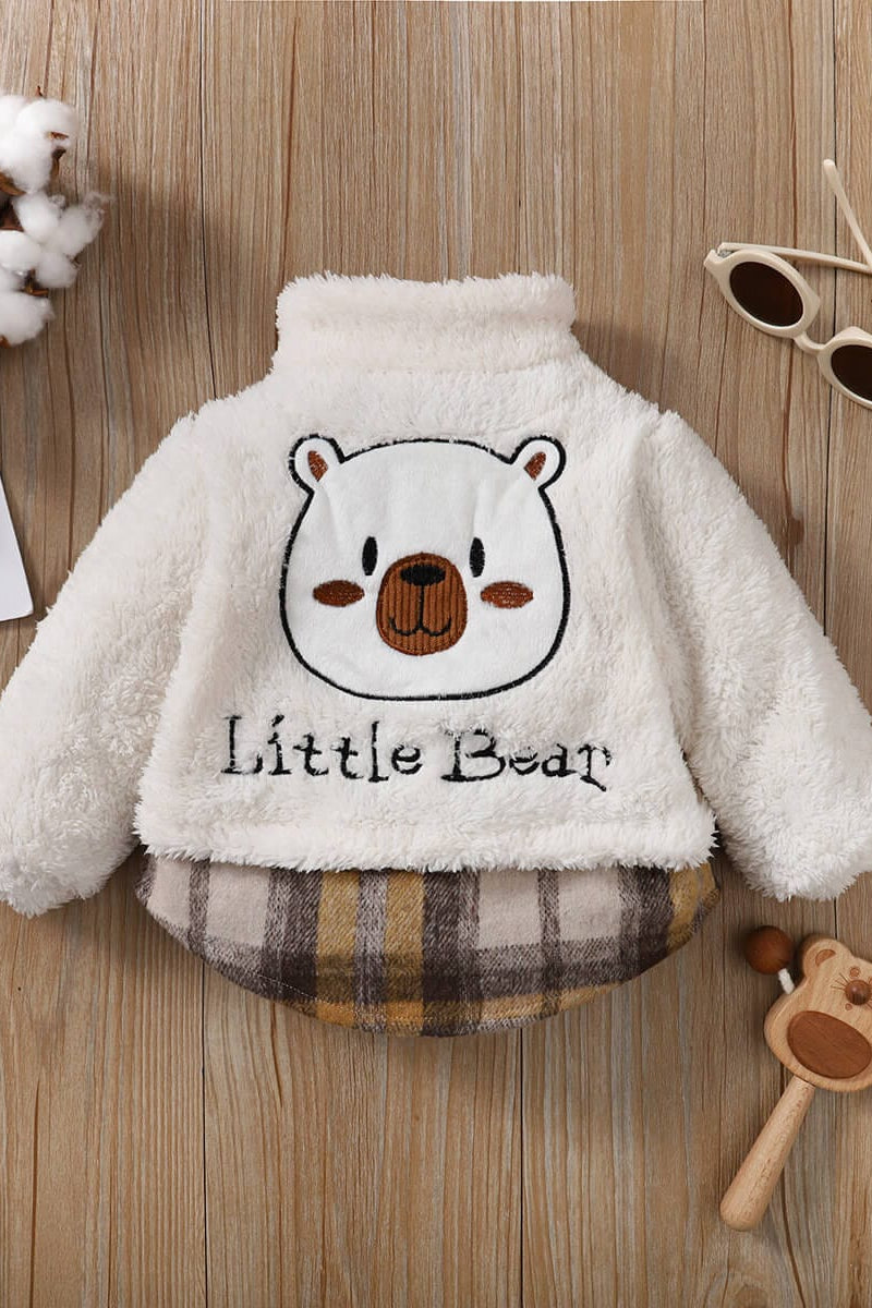 Geaca pentru bebe alba LITTILE-BEAR